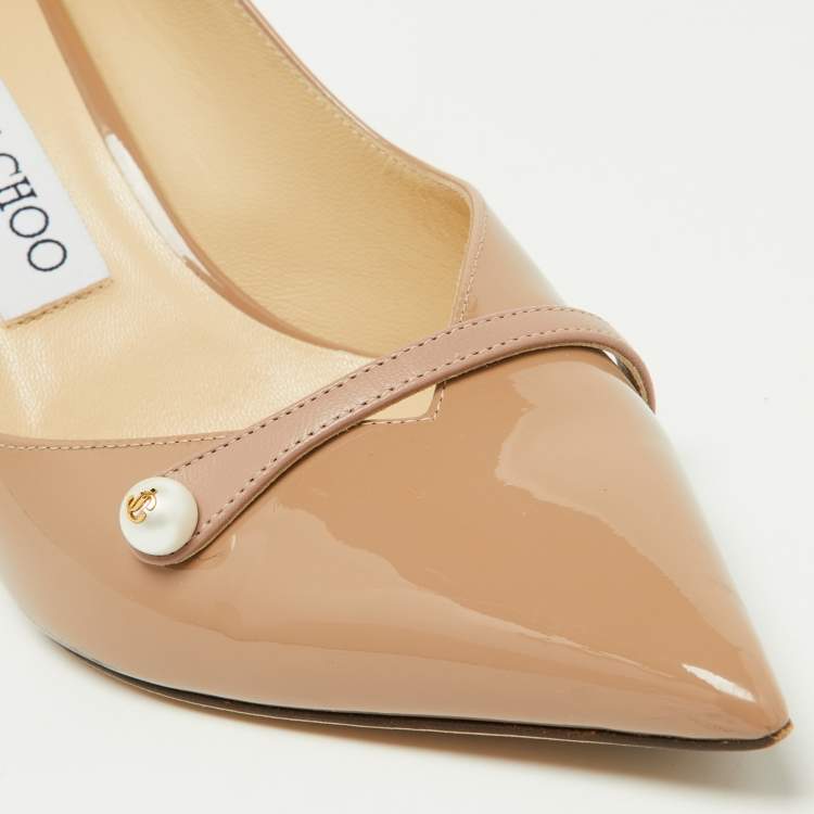 Pre Owned Jimmy Choo Beige Patent Leather Rosalia Pumps Size 36.5