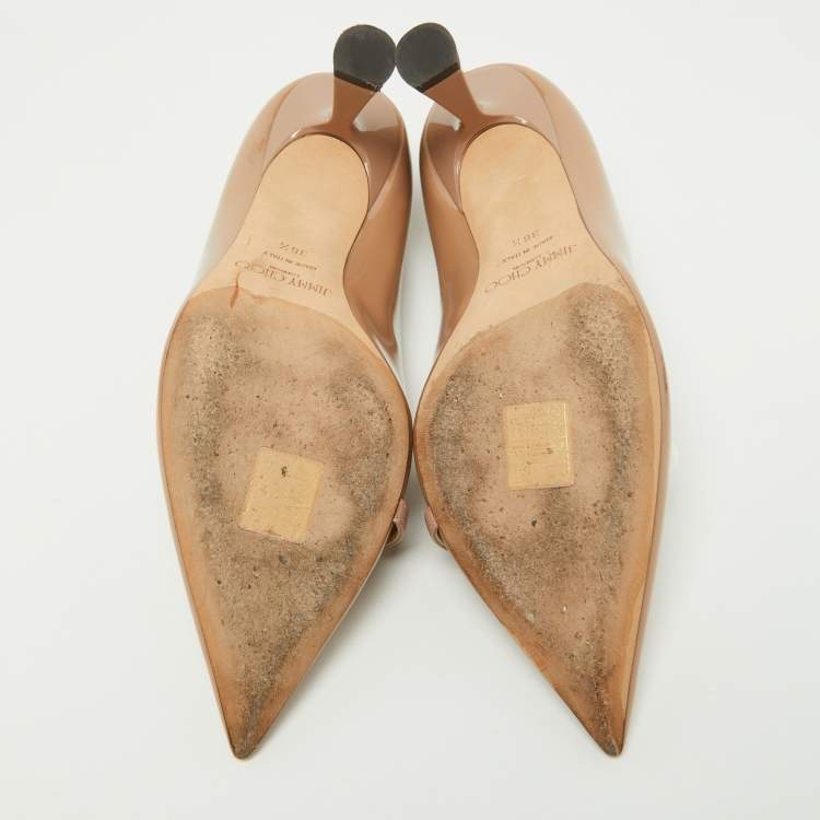 Pre Owned Jimmy Choo Beige Patent Leather Rosalia Pumps Size 36.5