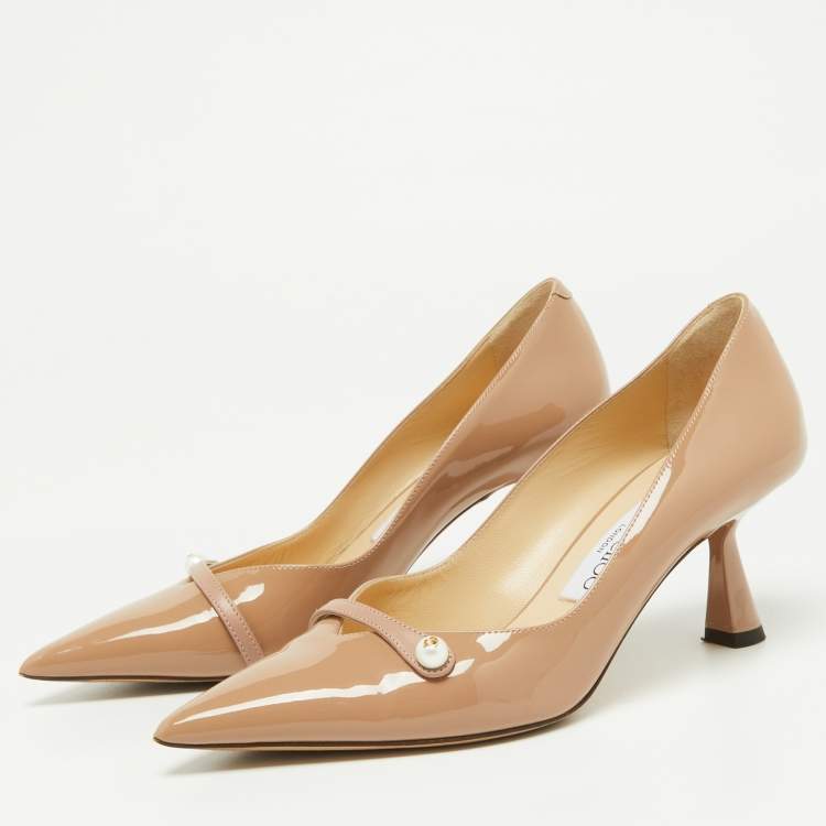Pre Owned Jimmy Choo Beige Patent Leather Rosalia Pumps Size 36.5