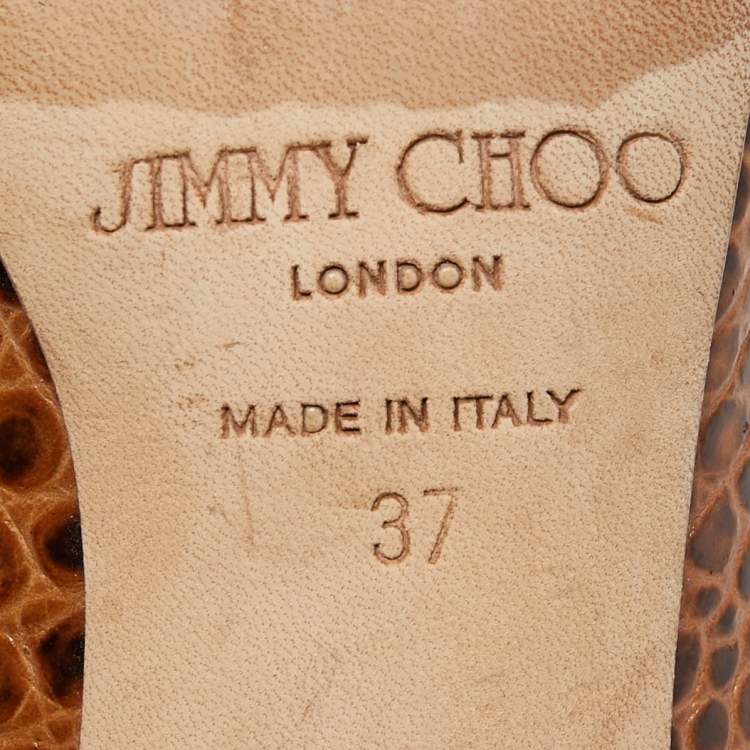 Pre Owned Jimmy Choo Brown Crocodile Leather Round Top Pumps Size 37