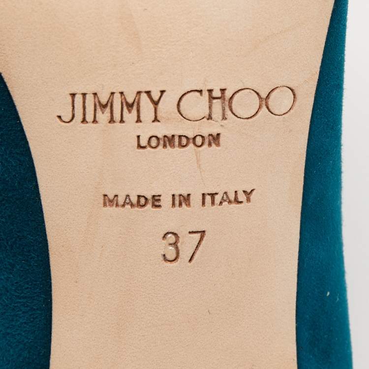 Pre Owned Jimmy Choo Teal Suede Vesna Pumps Size 37