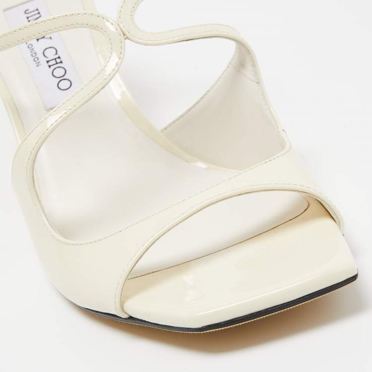 Pre Owned Jimmy Choo Off White Patent Leather Anise Sandals Size 42
