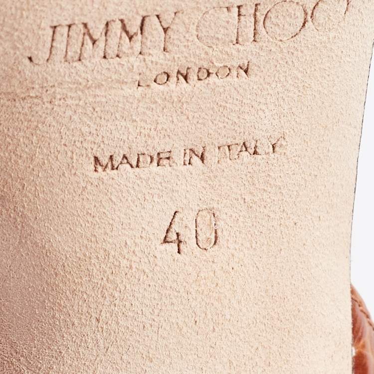 Pre Owned Jimmy Choo Brown Croc Embossed Leather Thandi Slingback Pumps 