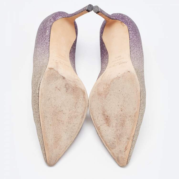 Pre Owned Jimmy Choo Ombre Purple/Silver Glitter Romy Pumps Size 38.5