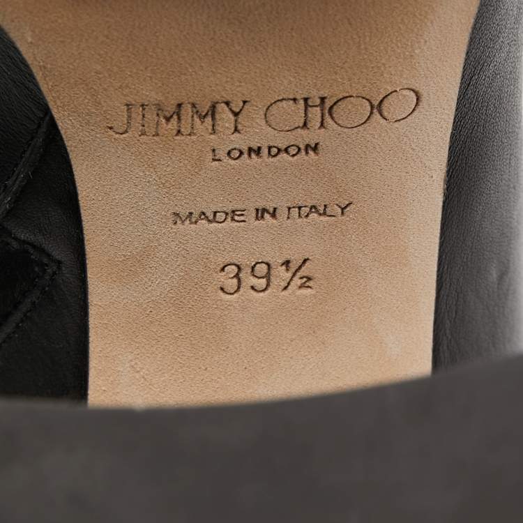 Pre Owned Jimmy Choo Black Leather Bryn Ankle Boots Size 39.5 