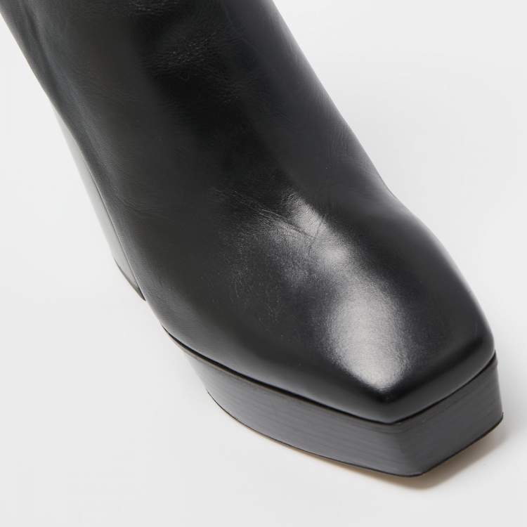 Pre Owned Jimmy Choo Black Leather Bryn Ankle Boots Size 39.5 