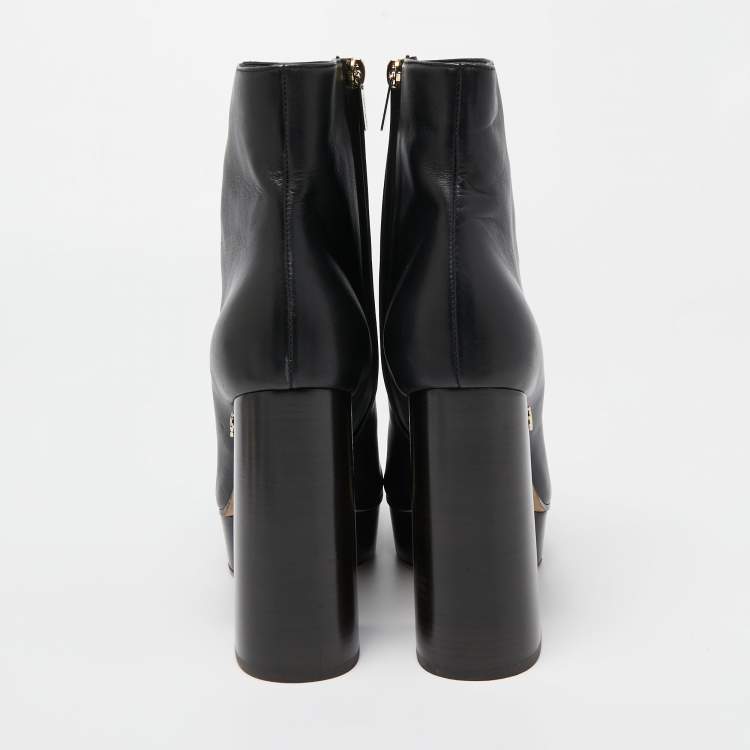 Pre Owned Jimmy Choo Black Leather Bryn Ankle Boots Size 39.5 