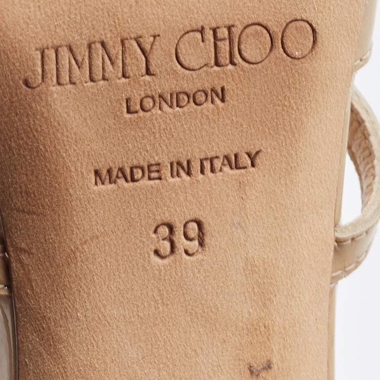 مملوكة مسبقًا Jimmy Choo Beige Patent Leather Ren Sandals Size 39