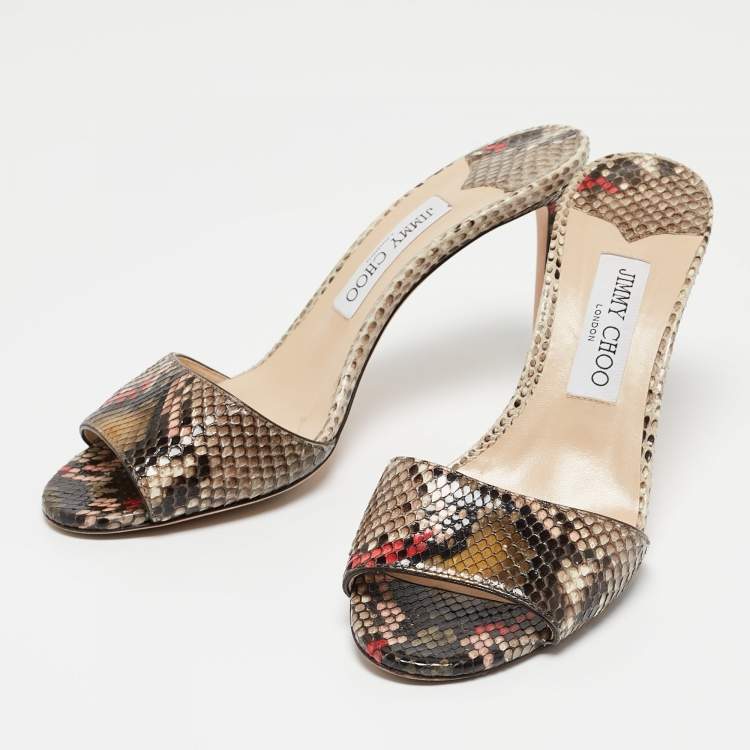 Pre Owned Jimmy Choo Multicolor Python Stacey Slide Sandals Size 39