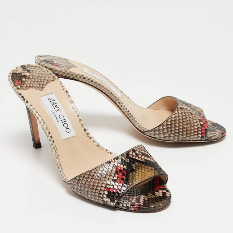 Pre Owned Jimmy Choo Multicolor Python Stacey Slide Sandals Size 39