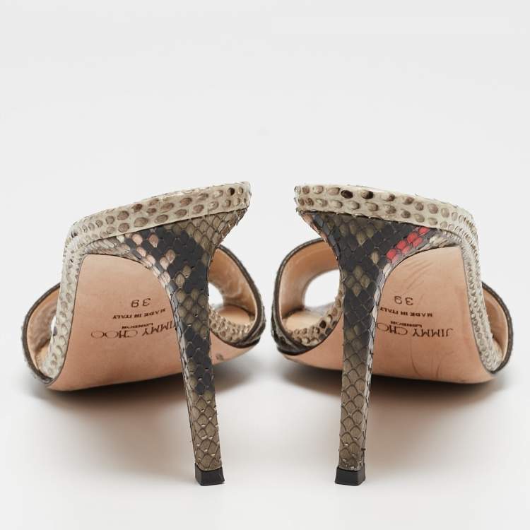 Pre Owned Jimmy Choo Multicolor Python Stacey Slide Sandals Size 39