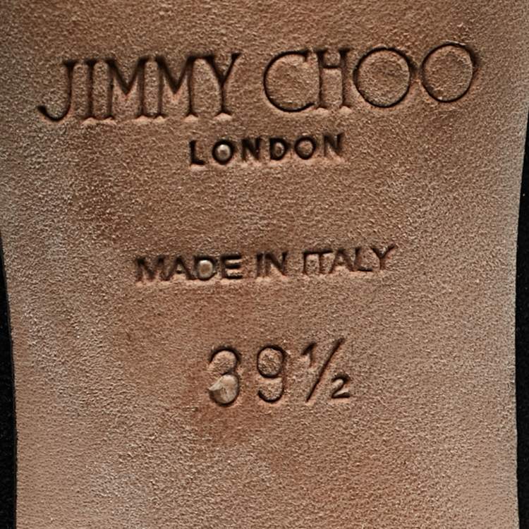 Pre Owned Jimmy Choo Black Suede Saf Crystal Embellished Buckle Slide Sandals Size 39.5
