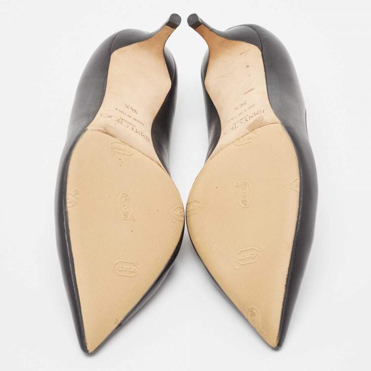 Pre Owned Jimmy Choo Black Leather Allure Pumps Size 36.5