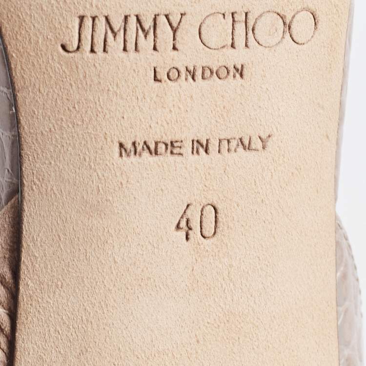 مملوكة مسبقًا Jimmy Choo Grey Crocodile Leather Slingback Pumps Size 40  