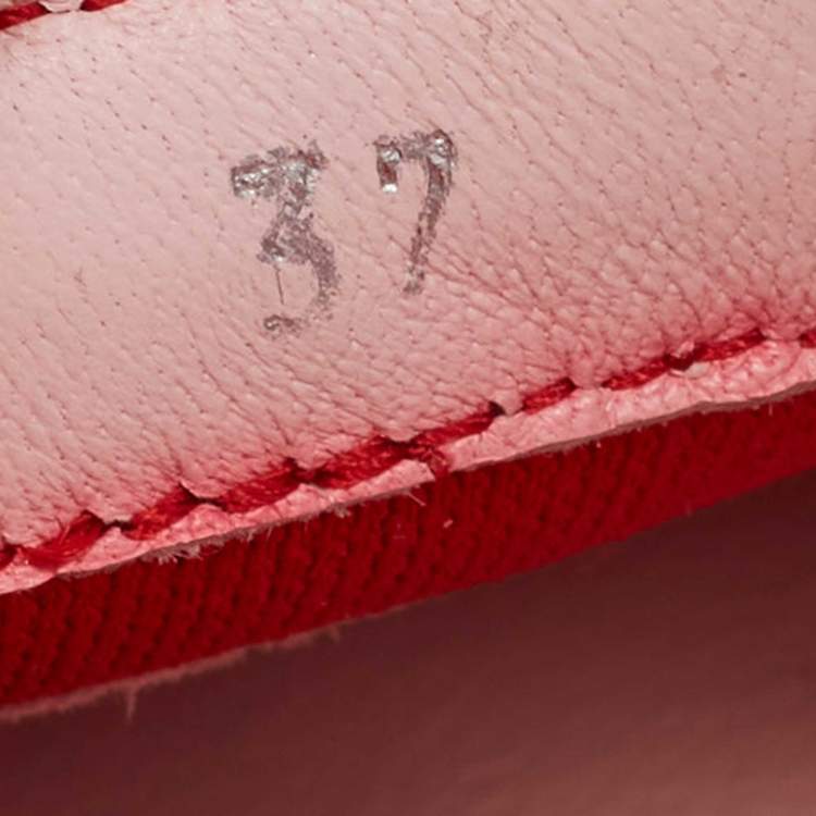 Pre Owned Jimmy Choo Red Suede and Mesh Oakland Low Top Sneakers Size 37