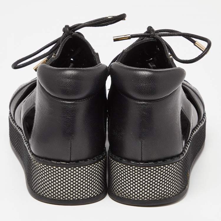 Pre Owned Jimmy Choo Black Cut Out Leather Morton Sneakers Size 36