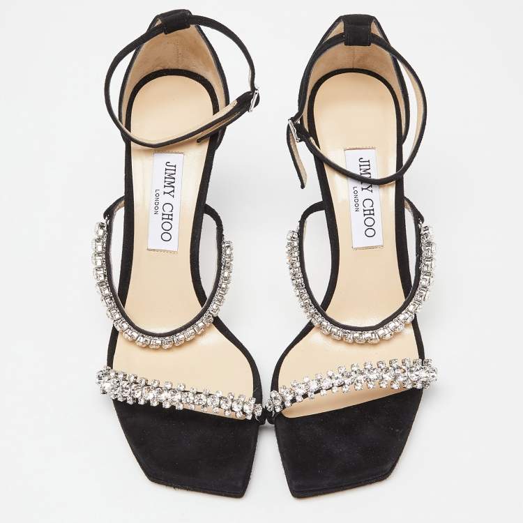 Pre Owned Jimmy Choo Black Suede Bing Ankle Strap Sandals Size 40