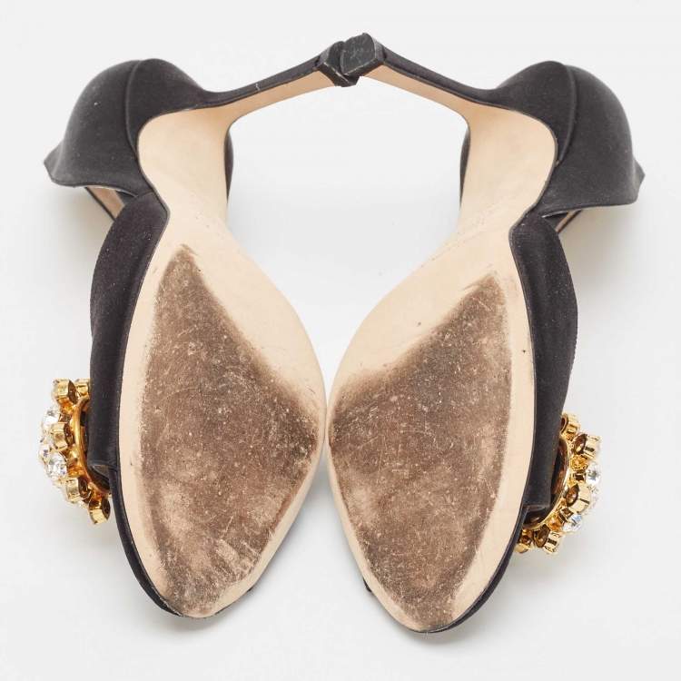 Pre Owned Jimmy Choo Black Satin Tremble Pumps Size 38.5