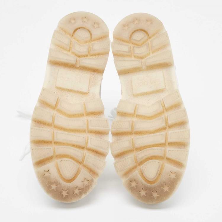Pre Owned Jimmy Choo White/Grey Suede and Leather High Top Sneakers Size 37.5