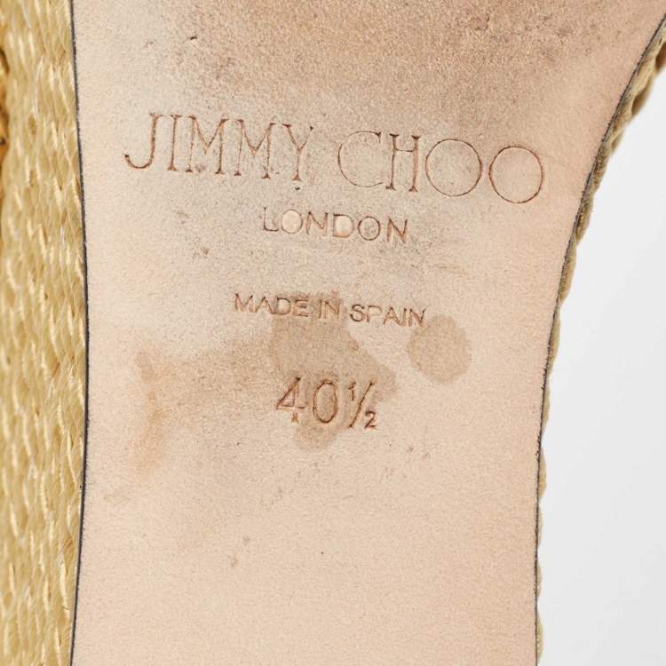 Pre Owned Jimmy Choo Black Suede Abigail Wedge Platform Ankle Strap Sandals Size 40.5