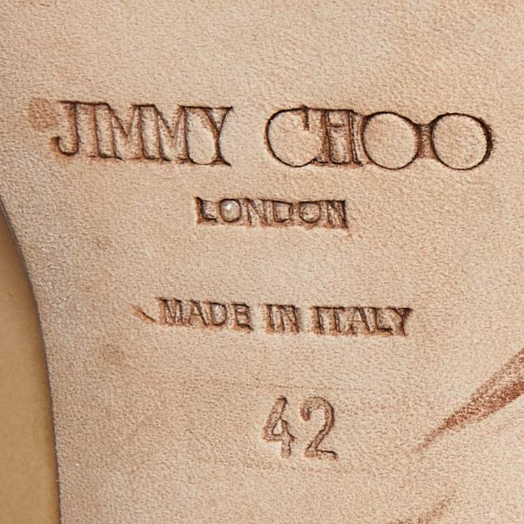 Pre Owned Jimmy Choo Cream Patent Leather Crown Peep Toe Pumps Size 42