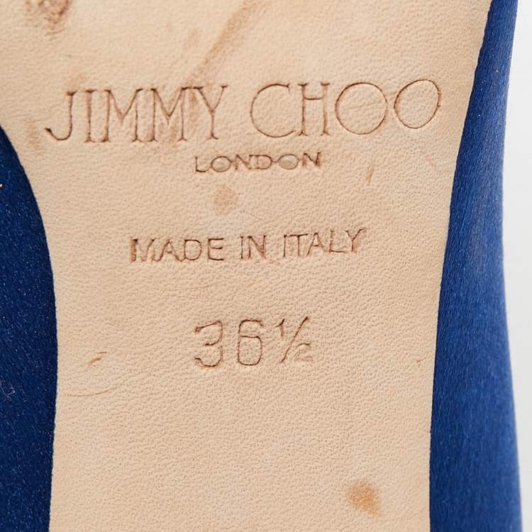 Pre Owned Jimmy Choo Blue Satin Manda Pumps Size 36.5