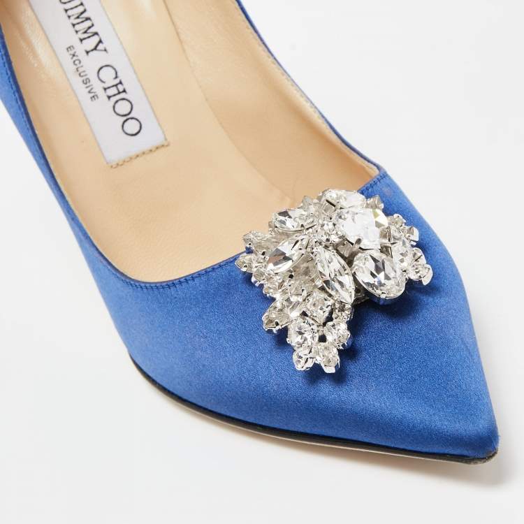 Pre Owned Jimmy Choo Blue Satin Manda Pumps Size 36.5
