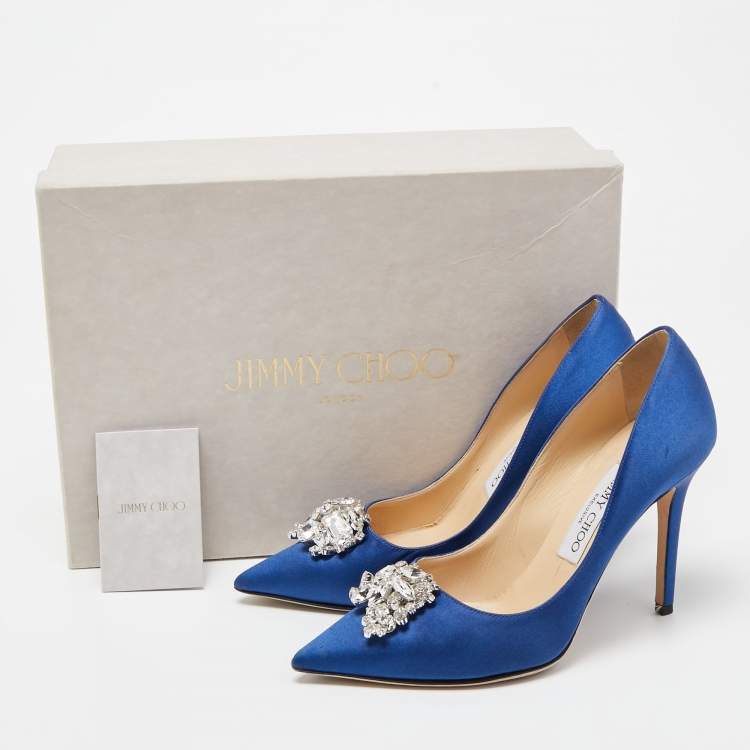 Pre Owned Jimmy Choo Blue Satin Manda Pumps Size 36.5