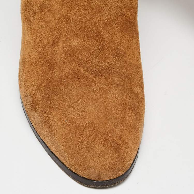 Pre Owned Jimmy Choo Tan Suede Ankle Length Booties Size 40.5