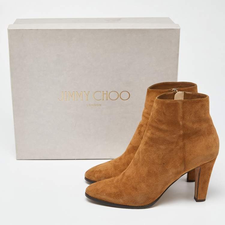 Pre Owned Jimmy Choo Tan Suede Ankle Length Booties Size 40.5