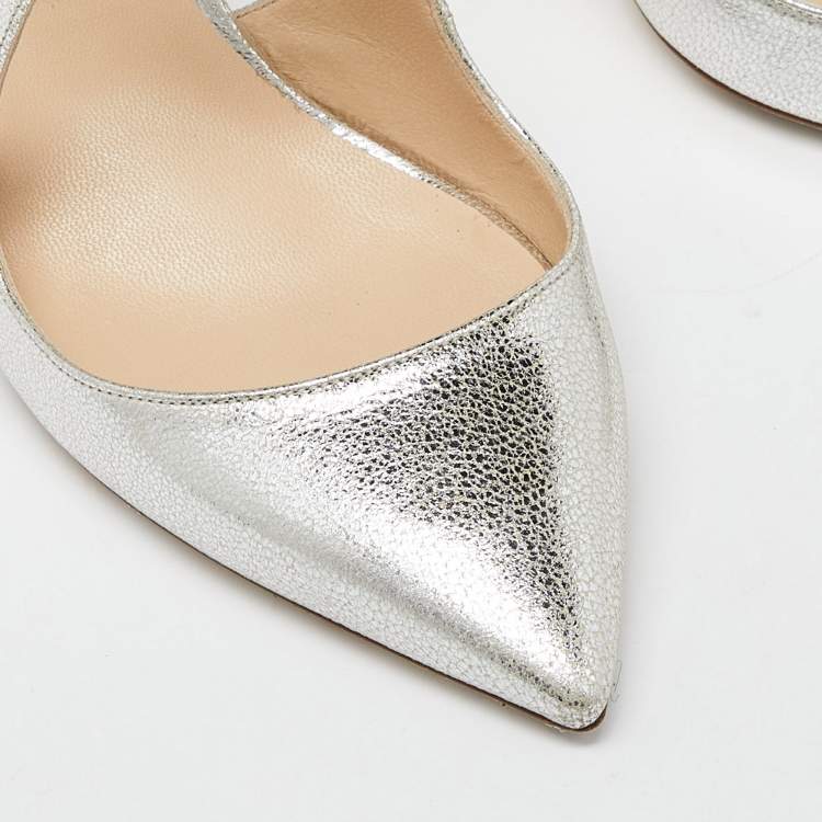 Pre Owned Jimmy Choo Gold Leather Lancer 85 Pointed Toe Pumps Size 40