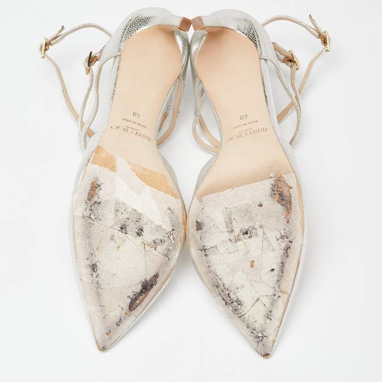 Pre Owned Jimmy Choo Gold Leather Lancer 85 Pointed Toe Pumps Size 40