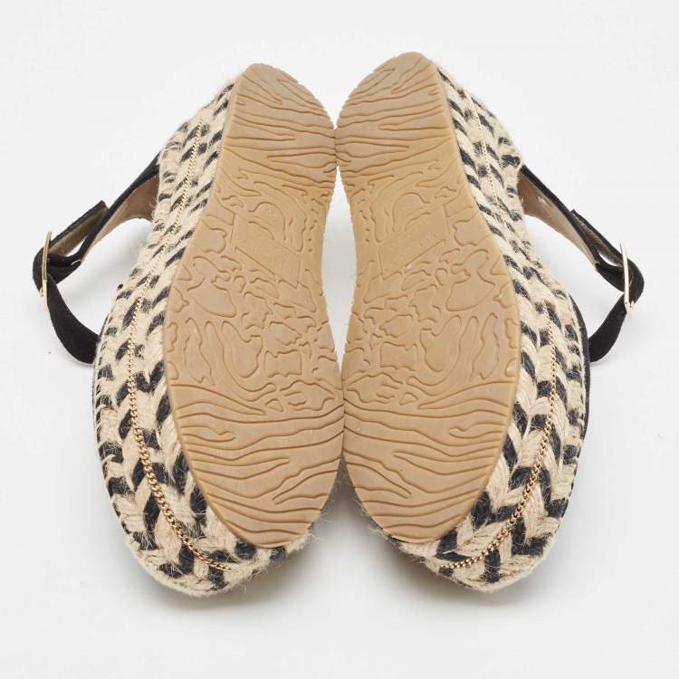 Pre Owned Jimmy Choo Black Suede Mary Jane Espadrilles Size 38