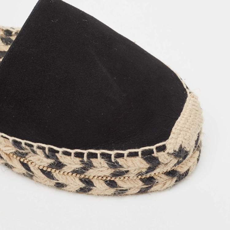 Pre Owned Jimmy Choo Black Suede Mary Jane Espadrilles Size 38