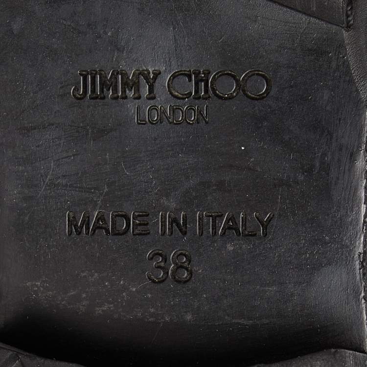 Pre Owned Jimmy Choo Black Leather Buckle Detail Mid Calf Biker Boots Size 38