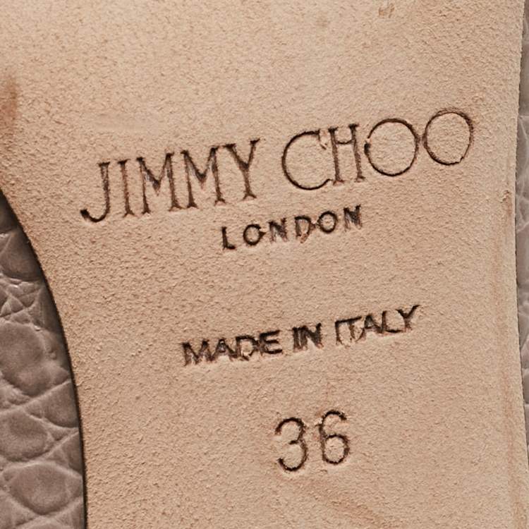 مملوكة مسبقًا Jimmy Choo Grey Croc Embossed Leather Romy Pumps Size 36