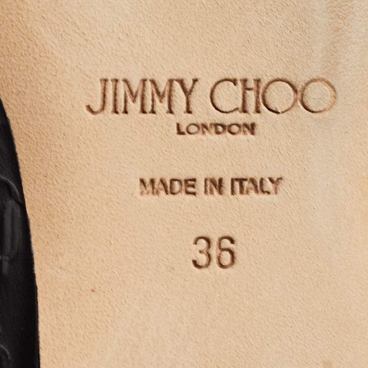 Pre Owned Jimmy Choo Black Patent and Leather Ballet Flats Size 36