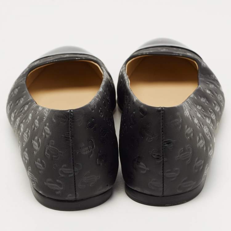 Pre Owned Jimmy Choo Black Patent and Leather Ballet Flats Size 36