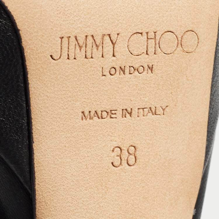 Pre Owned Jimmy Choo Black Leather Abril Platform Sandals Size 38