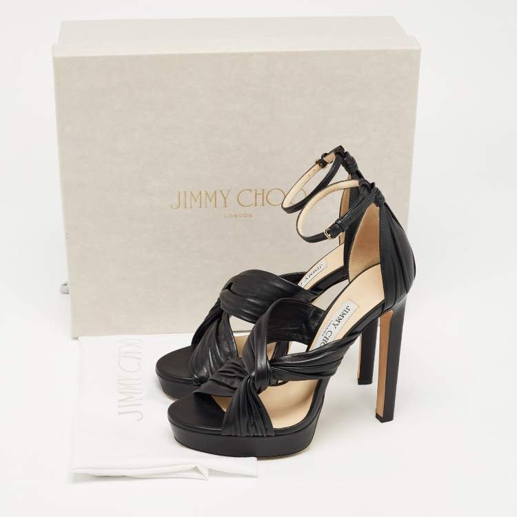 Pre Owned Jimmy Choo Black Leather Abril Platform Sandals Size 38