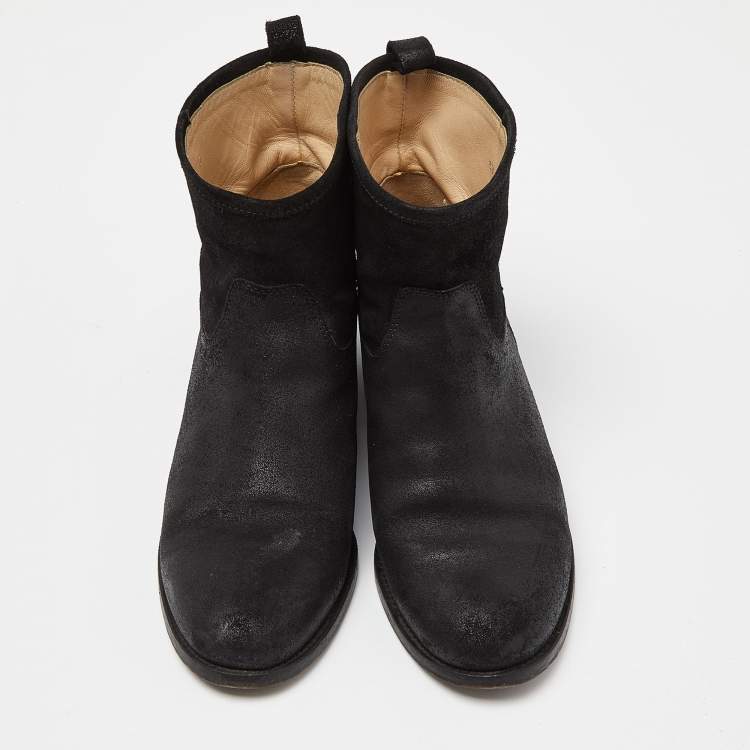 Pre Owned Jimmy Choo Black Rugged Suede Harley Ankle Boots Size 37