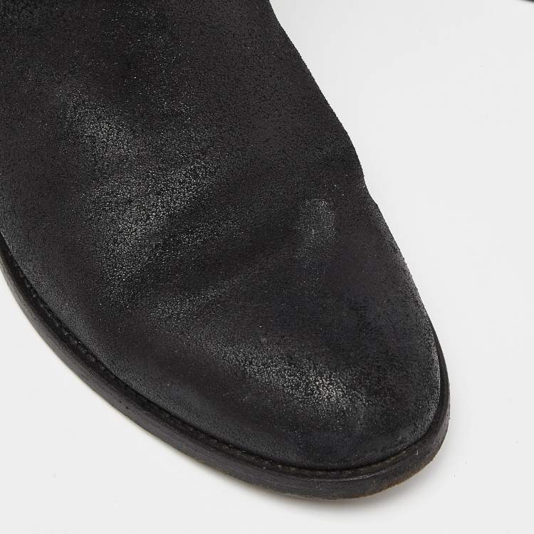 Pre Owned Jimmy Choo Black Rugged Suede Harley Ankle Boots Size 37