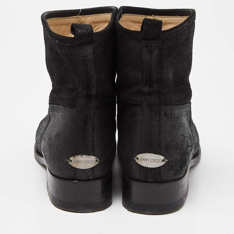 Pre Owned Jimmy Choo Black Rugged Suede Harley Ankle Boots Size 37