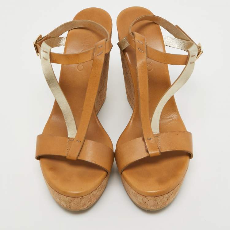 Pre Owned Jimmy Choo Brown Leather Ankle Strap Sandals Size 41  