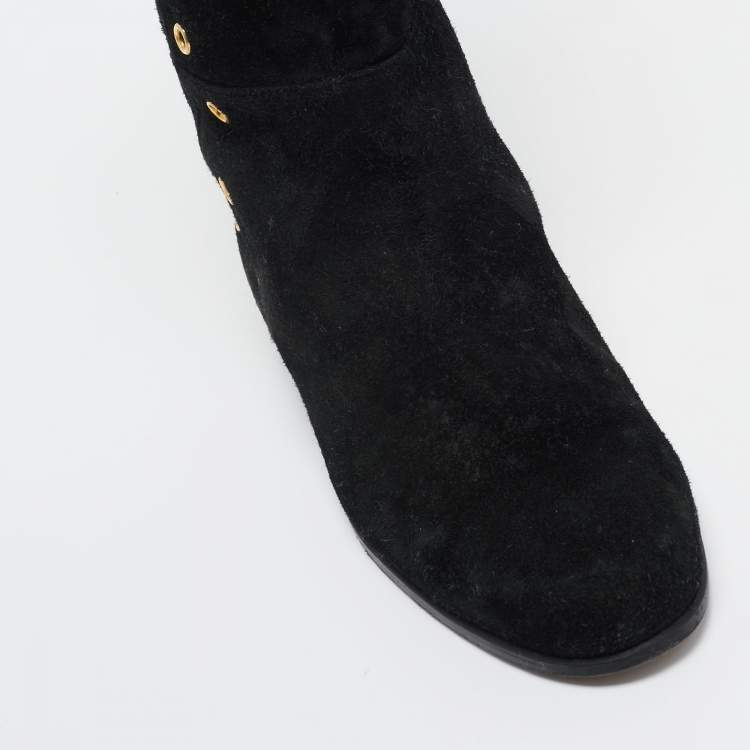 Pre Owned Jimmy Choo Black Suede Knee Length Boots Size 36
