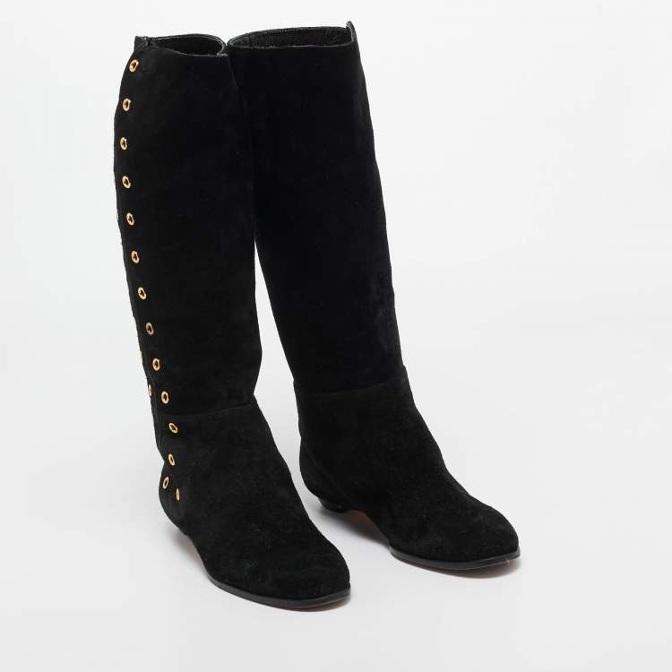 Pre Owned Jimmy Choo Black Suede Knee Length Boots Size 36