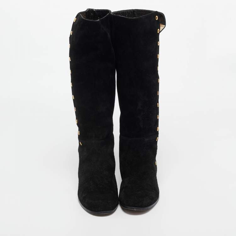Pre Owned Jimmy Choo Black Suede Knee Length Boots Size 36
