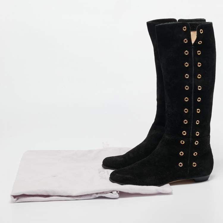 Pre Owned Jimmy Choo Black Suede Knee Length Boots Size 36