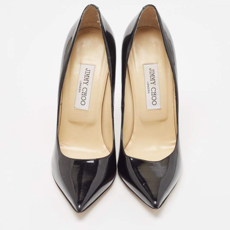 مملوكة مسبقًا Jimmy Choo Black Patent Leather Agnes Pumps Size 39