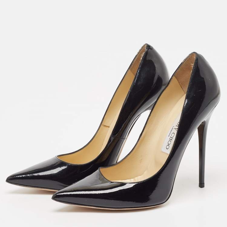 مملوكة مسبقًا Jimmy Choo Black Patent Leather Agnes Pumps Size 39